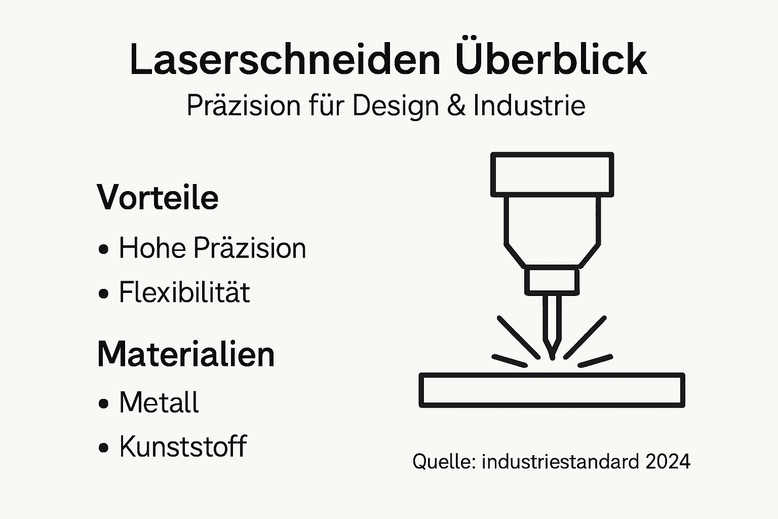 Infografik: Alles Wichtige zum Laserschneiden – Vorteile und geeignete Materialien im Überblick