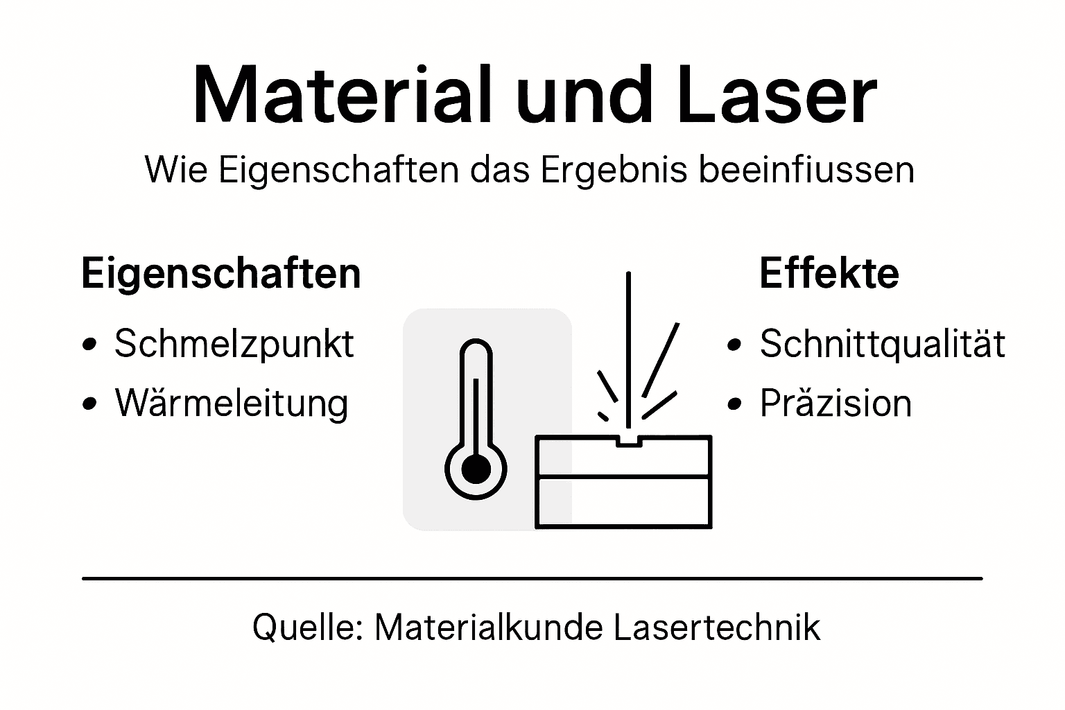 Übersicht zu Werkstoffeigenschaften und deren Verhalten unter Laserbearbeitung