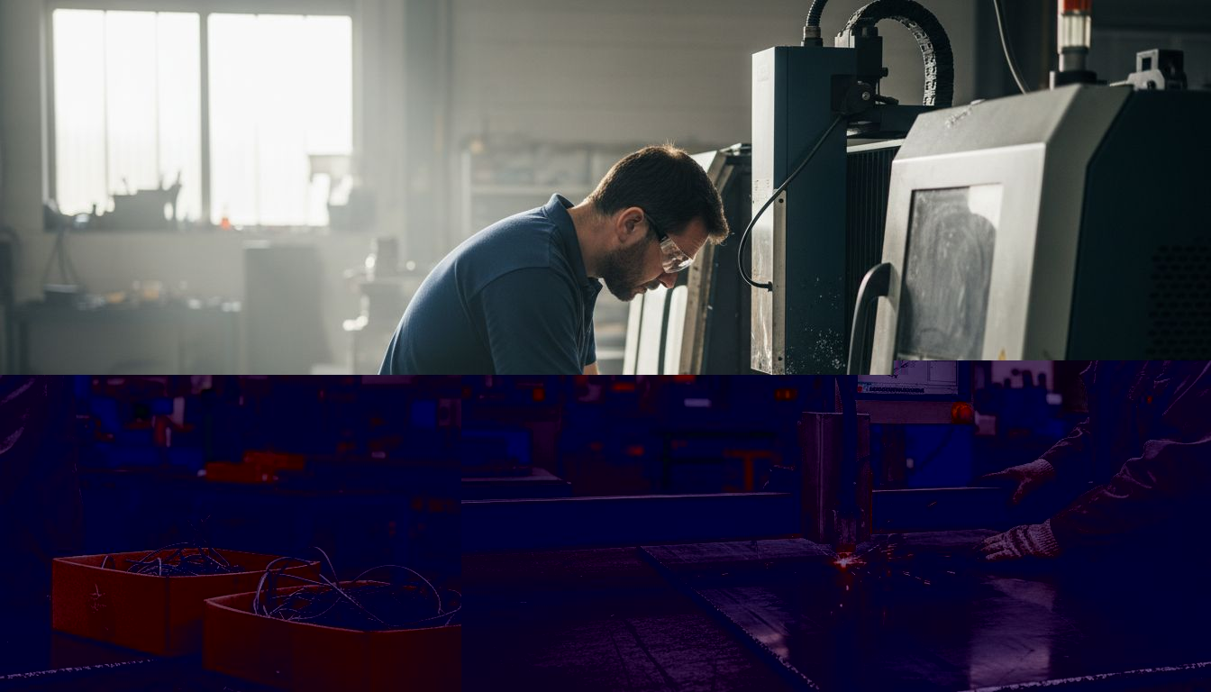 Ein Ingenieur führt präzise Laserschneidarbeiten durch.