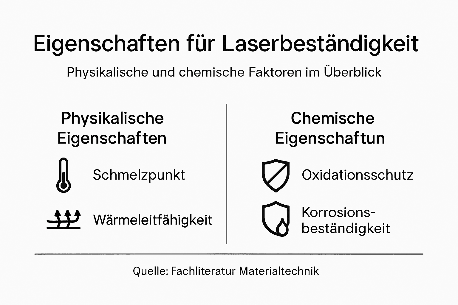Übersichtsgrafik: Wie widerstandsfähig sind Materialien gegenüber Laserstrahlung?