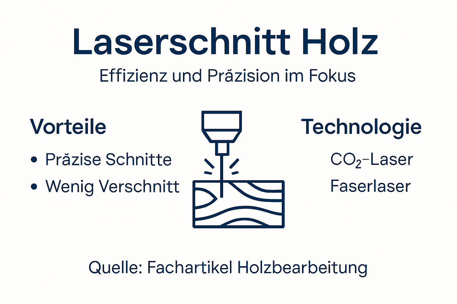 Übersichtliche Infografik: Alles Wissenswerte rund um das Laserschneiden von Holz