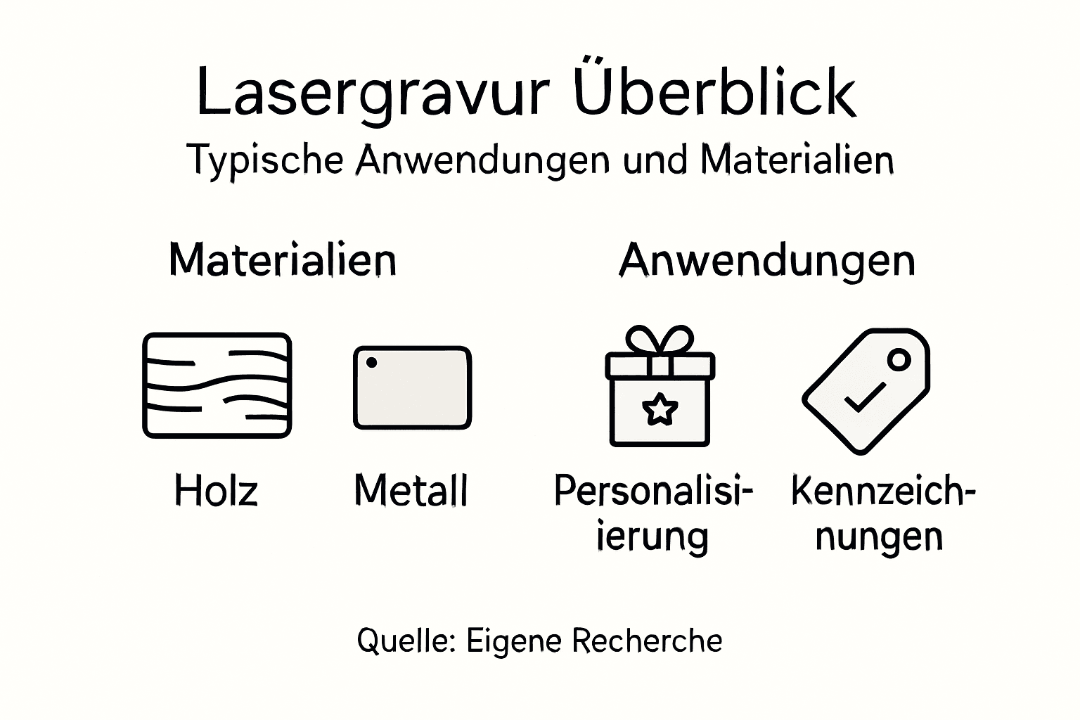 Infografik: Vielfältige Einsatzmöglichkeiten und Werkstoffe bei der Lasergravur