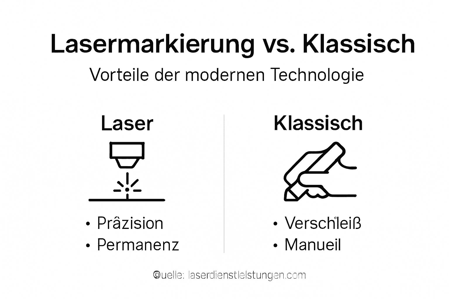 Infografik: Lasermarkierung im Vergleich zu herkömmlichen Verfahren
