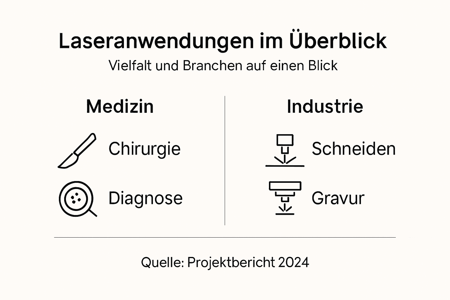 Grafik: Vielfältige Einsatzmöglichkeiten von Lasern in Medizin und Industrie
