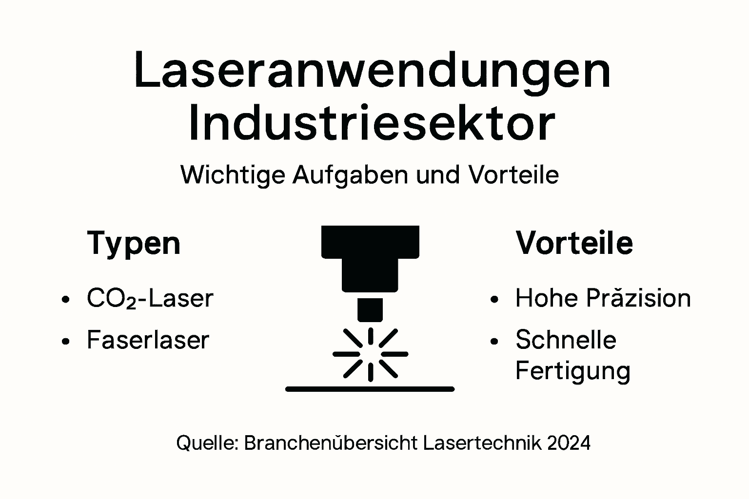 Grafische Übersicht: Anwendungsmöglichkeiten und Vorteile der Lasertechnologie
