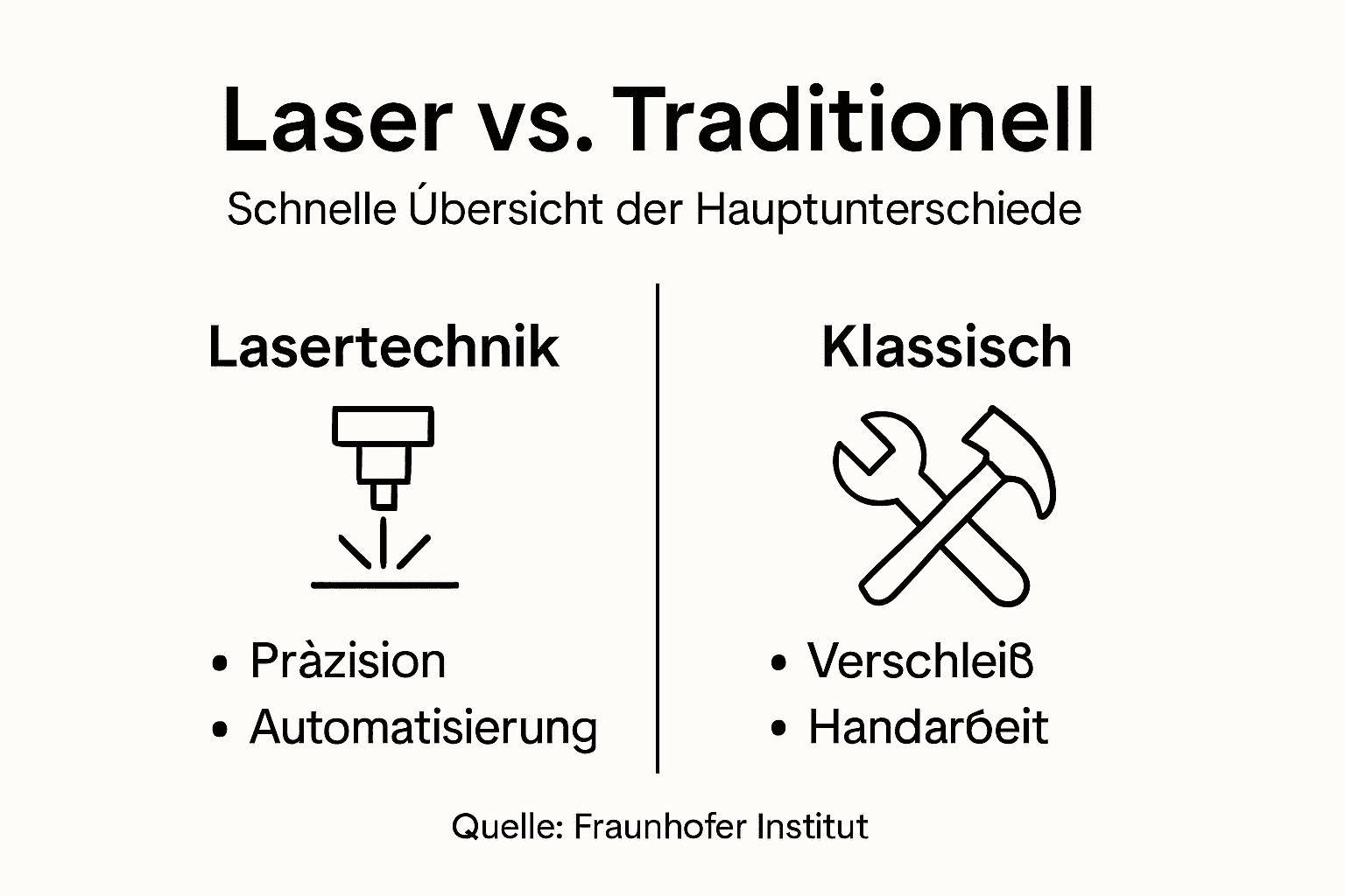 Infografik: Laserbehandlung im Vergleich zu herkömmlichen Verfahren