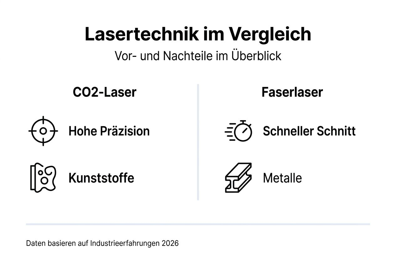 Infografik: Die wichtigsten Vorteile verschiedener Lasertechnologien im direkten Vergleich
