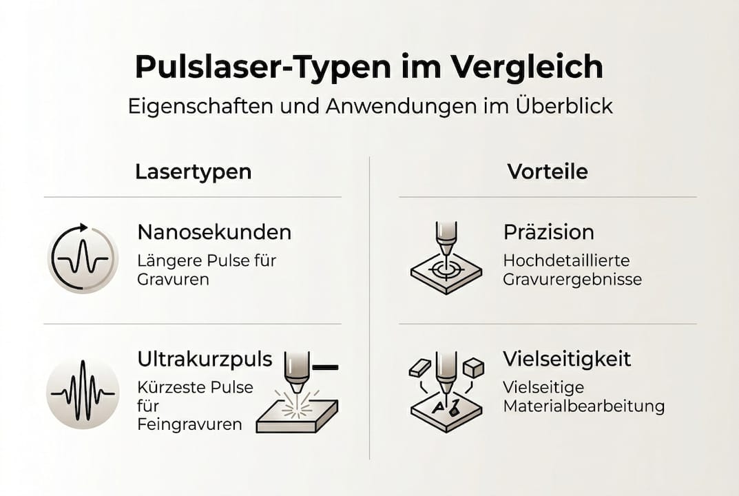 Übersichtsgrafik: Arten von Pulslasern und ihre Vorteile