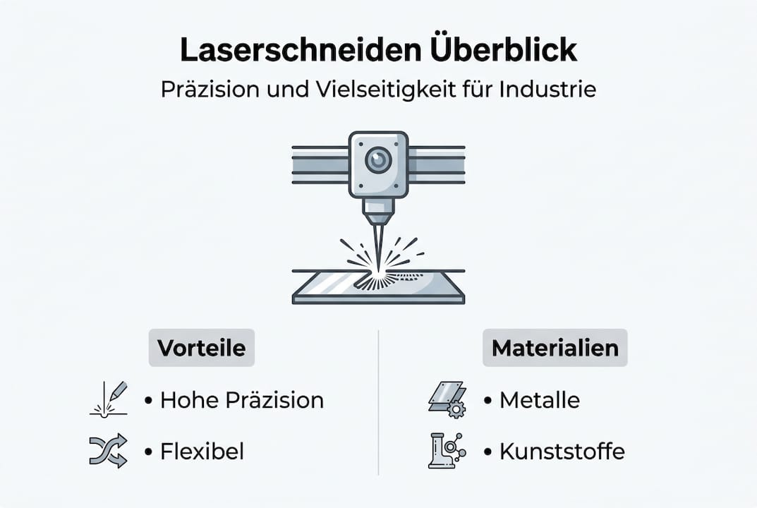 Infografik: Laserschneiden – Vorteile und geeignete Materialien auf einen Blick