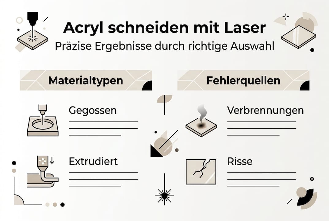 Übersichtsgrafik: Verschiedene Acrylarten und typische Fehler im Überblick