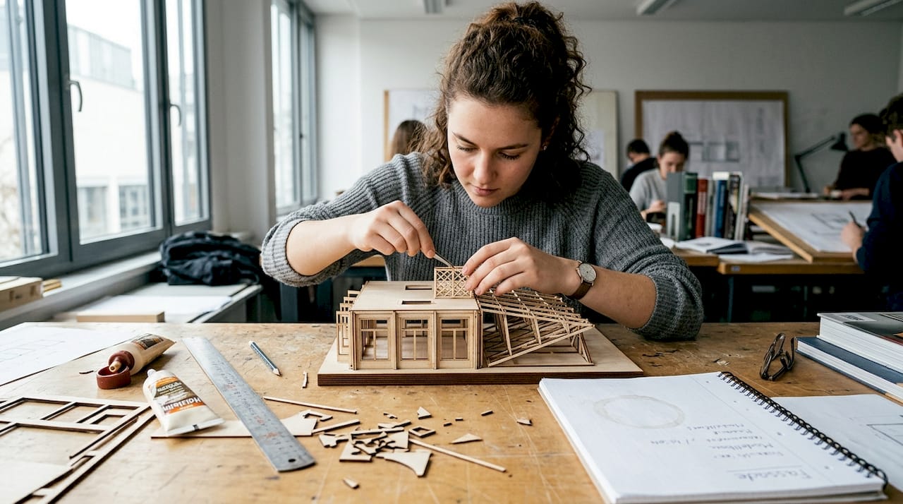 Präziser Zusammenbau von Architekturmodellen mit Lasertechnik