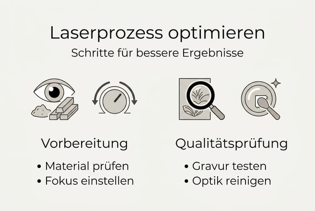 Schritt-für-Schritt-Infografik zur Optimierung von Laserprozessen