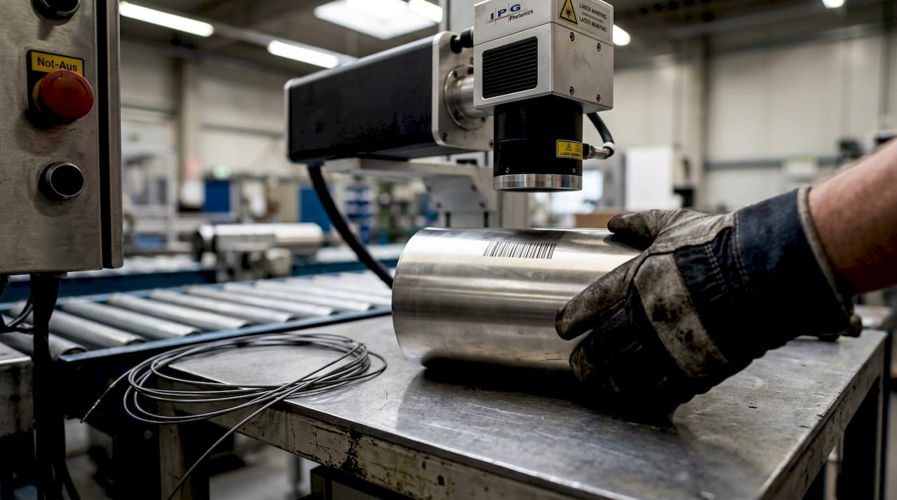 Barcode-Beschriftung auf Edelstahl mit Faserlaser