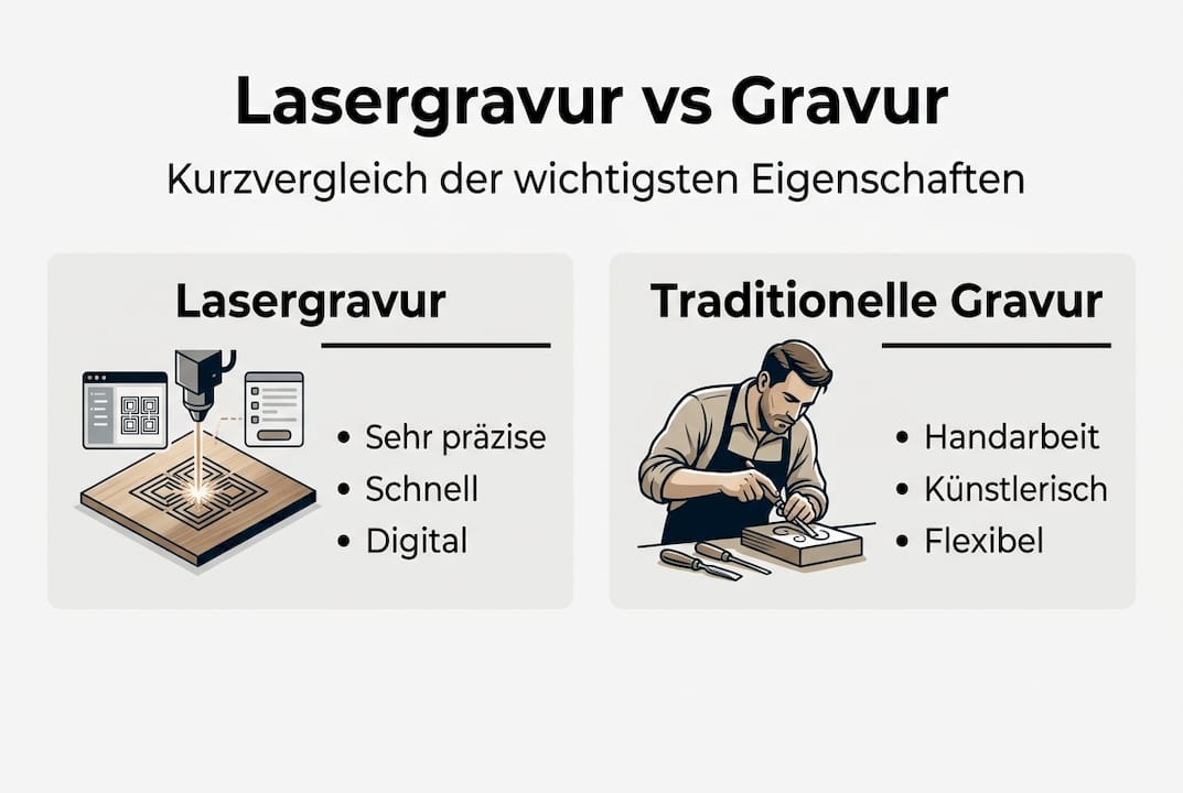 Infografik: Lasergravur vs. klassische Gravur – ein Überblick