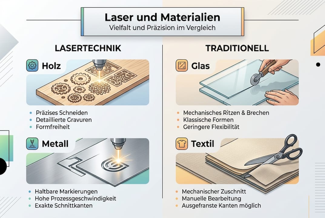 Kurzer Überblick: Materialien im Laservergleich anschaulich dargestellt