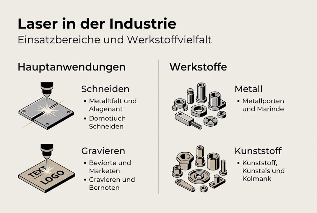 Übersicht: Einsatzbereiche von Lasertechnologie und deren Anwendung auf verschiedene Werkstoffe