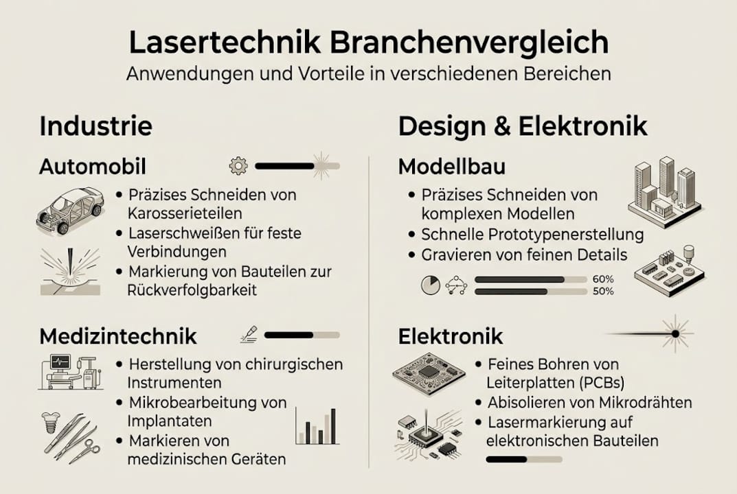 Infografik: Branchenüberblick – Einsatzgebiete der Lasertechnologie
