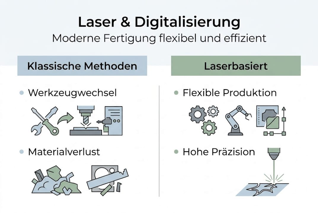 Infografik: Chancen und Herausforderungen der laserbasierten Fertigung