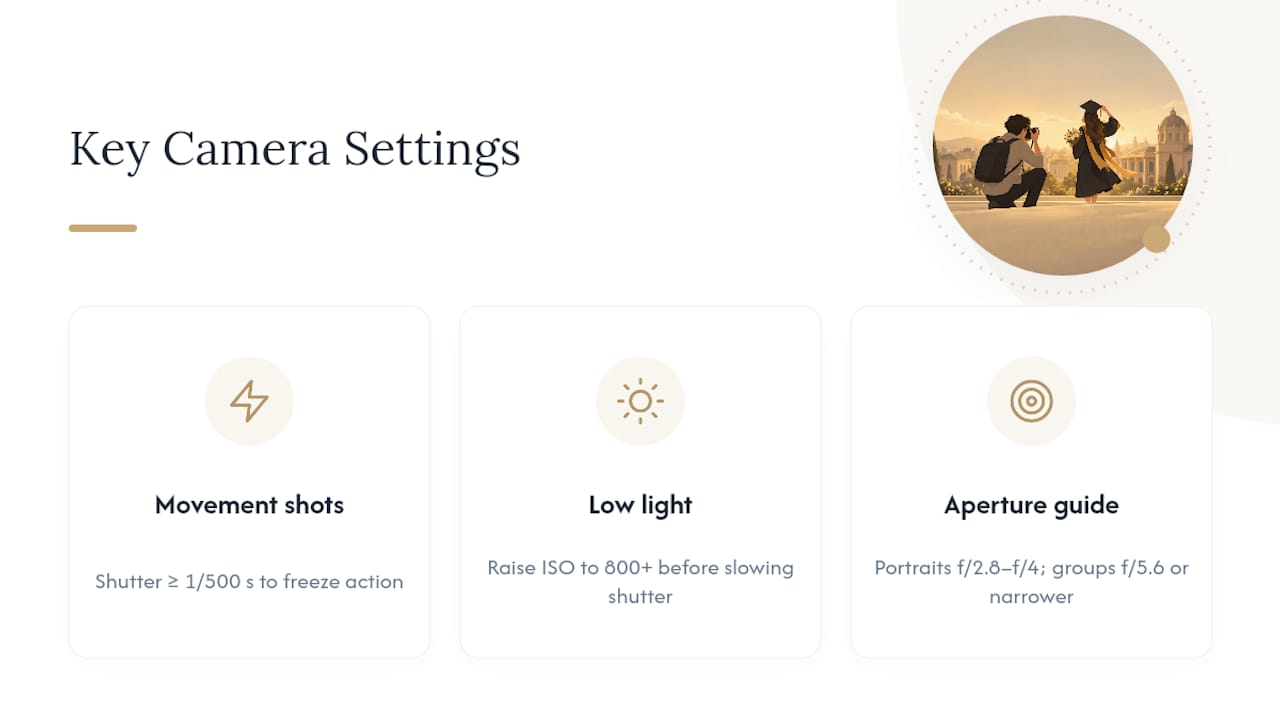 Graduation photography settings comparison