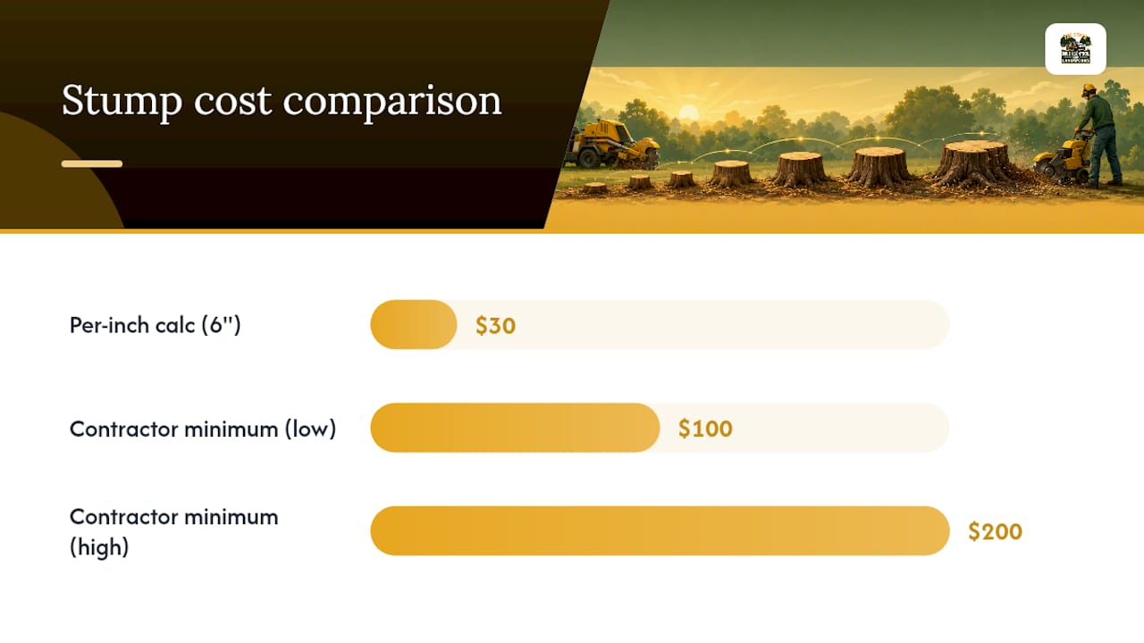 Comparison of stump grinding minimum charges
