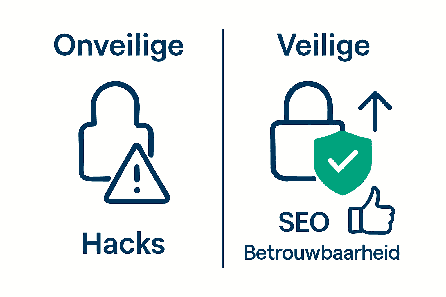 Infographic met vergelijking tussen onveilige en veilige website voordelen