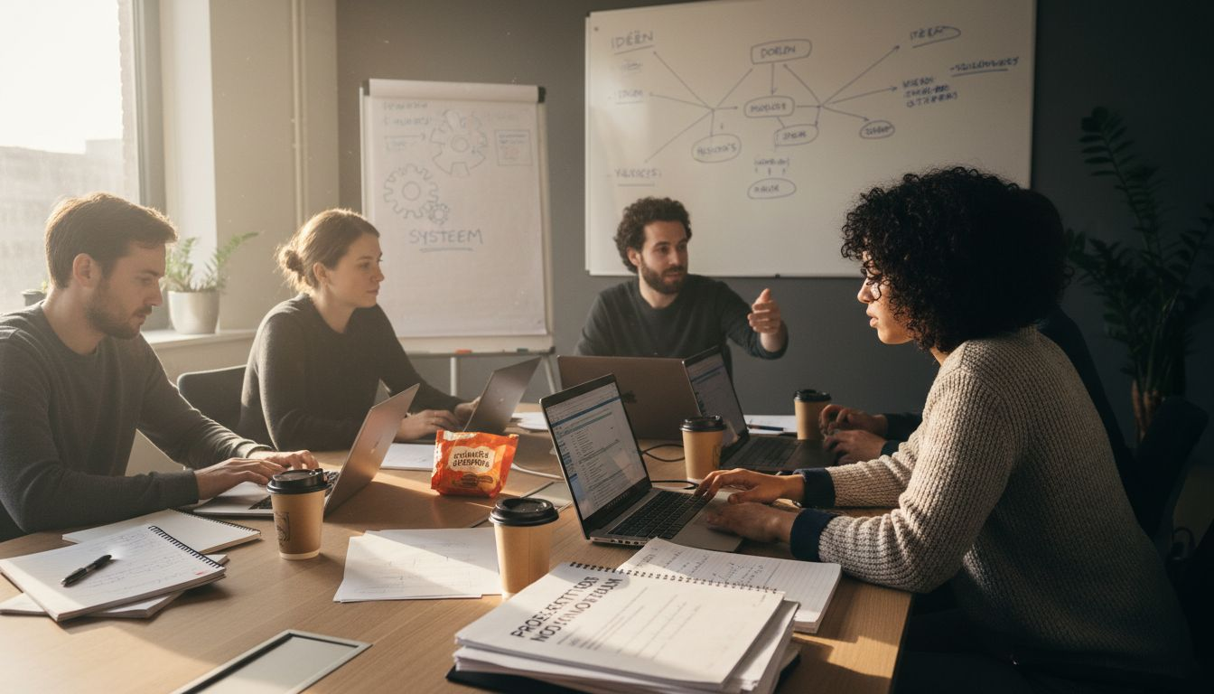 Het team buigt zich samen over de digitale strategie.