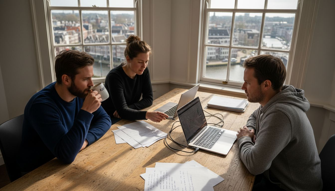 Een klein team buigt zich over manieren om de conversie te verhogen.