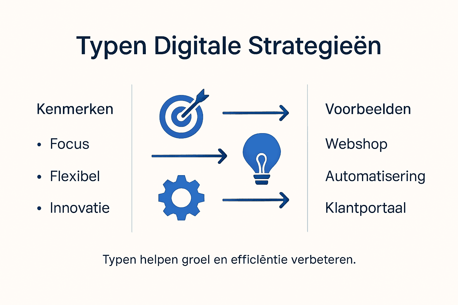 Infographic: verschillende soorten digitale strategieën met praktijkvoorbeelden