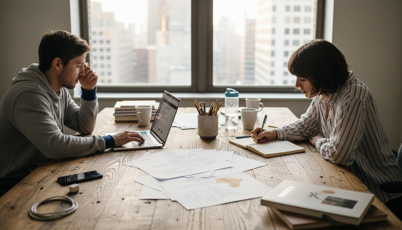 UX-designers werken samen aan een project op kantoor