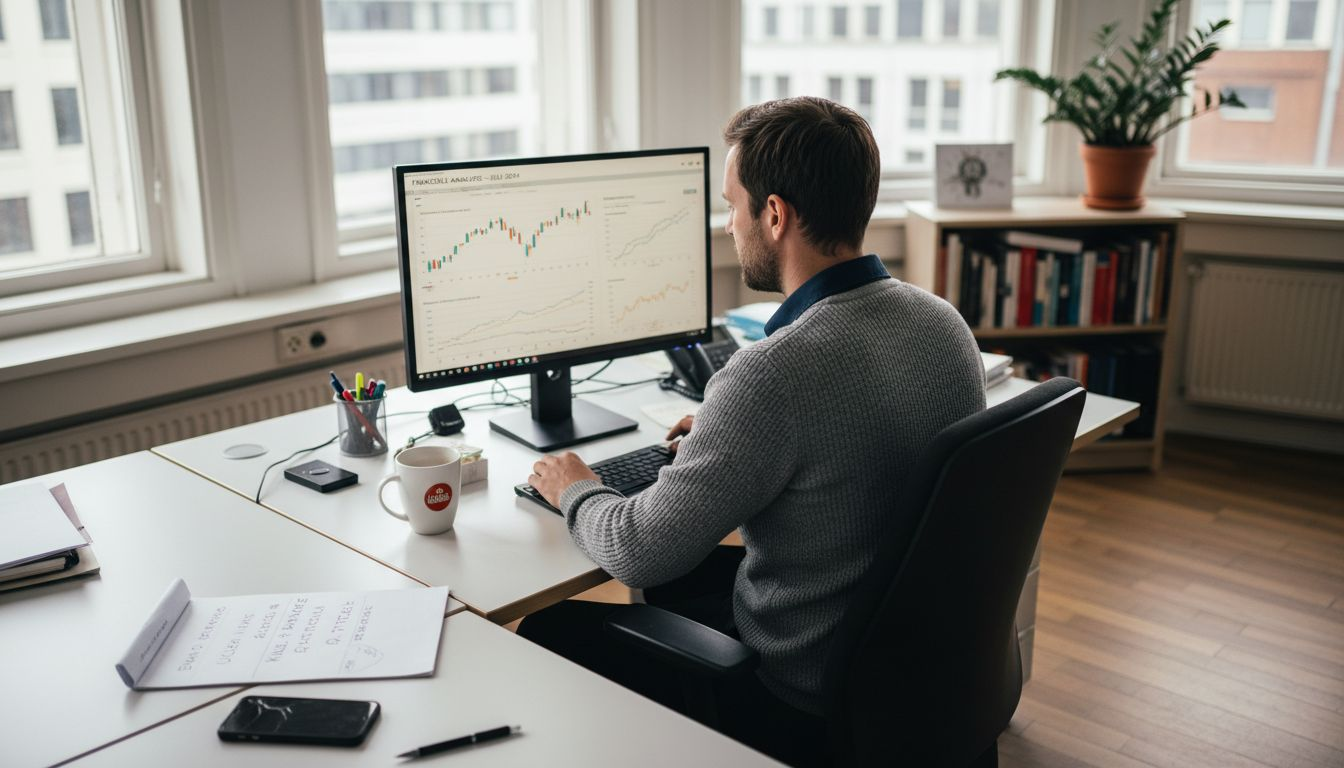 Een medewerker buigt zich op kantoor over het optimaliseren van een website.