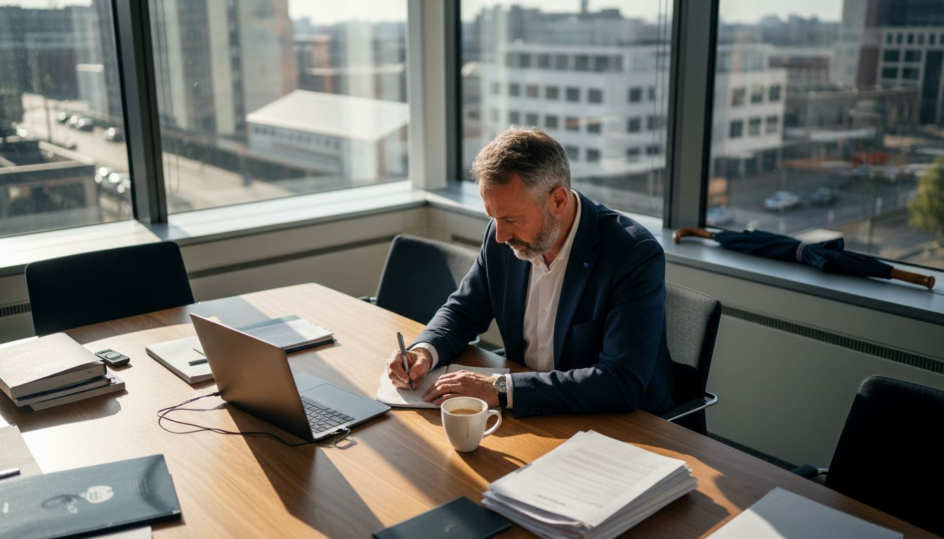 De directeur gaat in op hoe het kantoor toegankelijker kan worden ingericht.