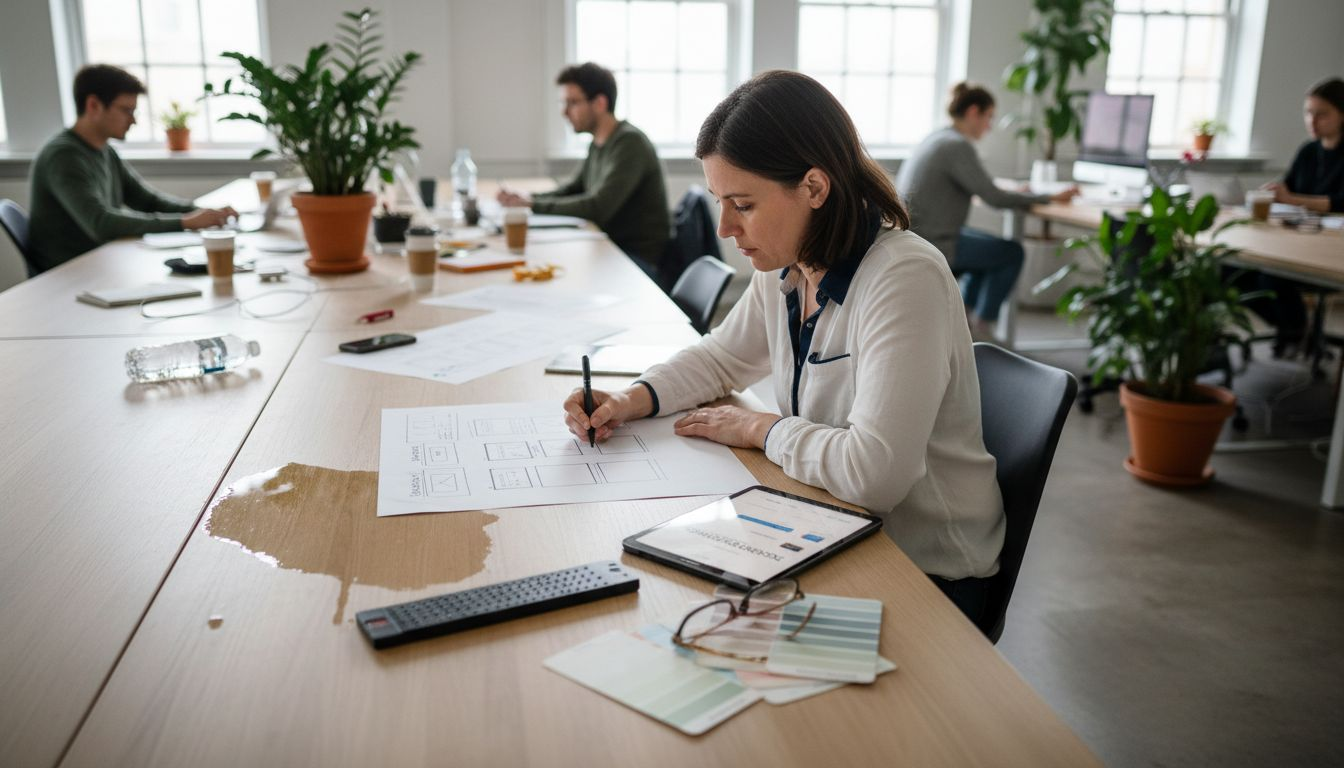 Een UX-designer ontwerpt een wireframe dat voor iedereen toegankelijk is.