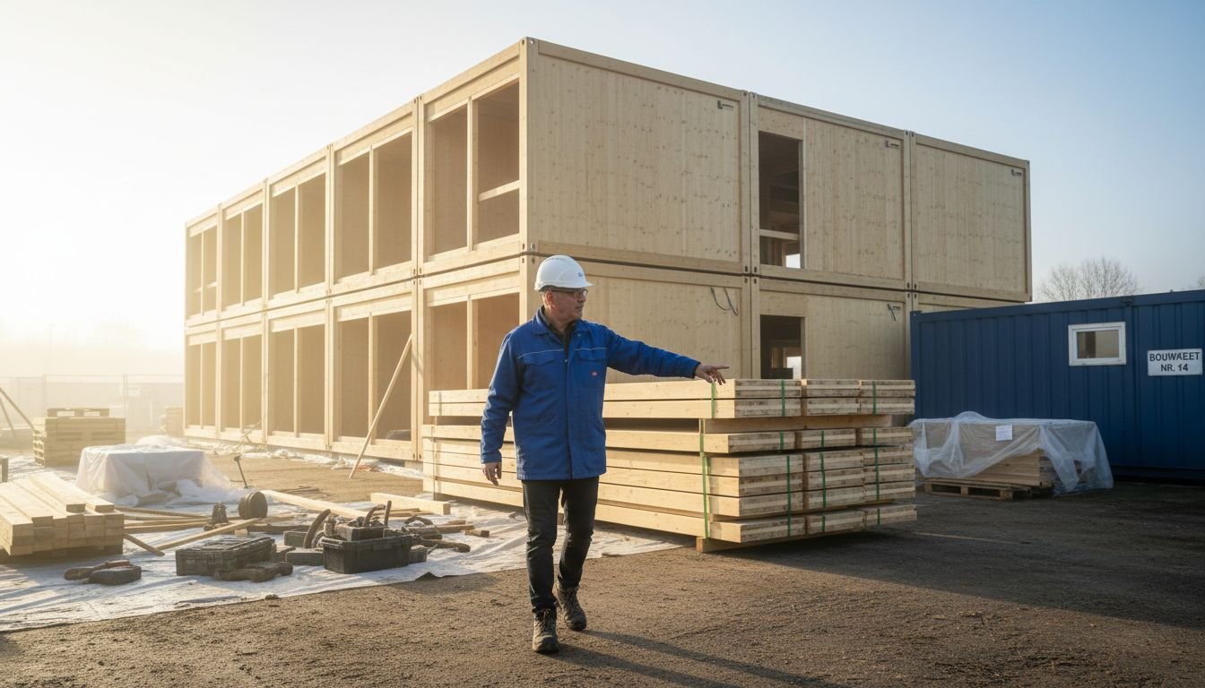 Ochtendsessie op de bouwplaats: werken met modulaire bedrijfsunits