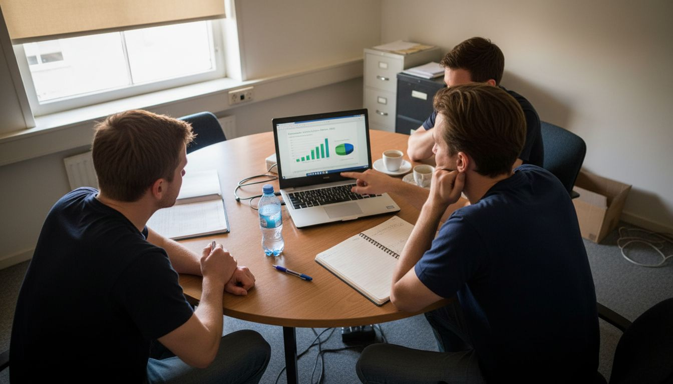 Het team bespreekt samen de digitale koers.
