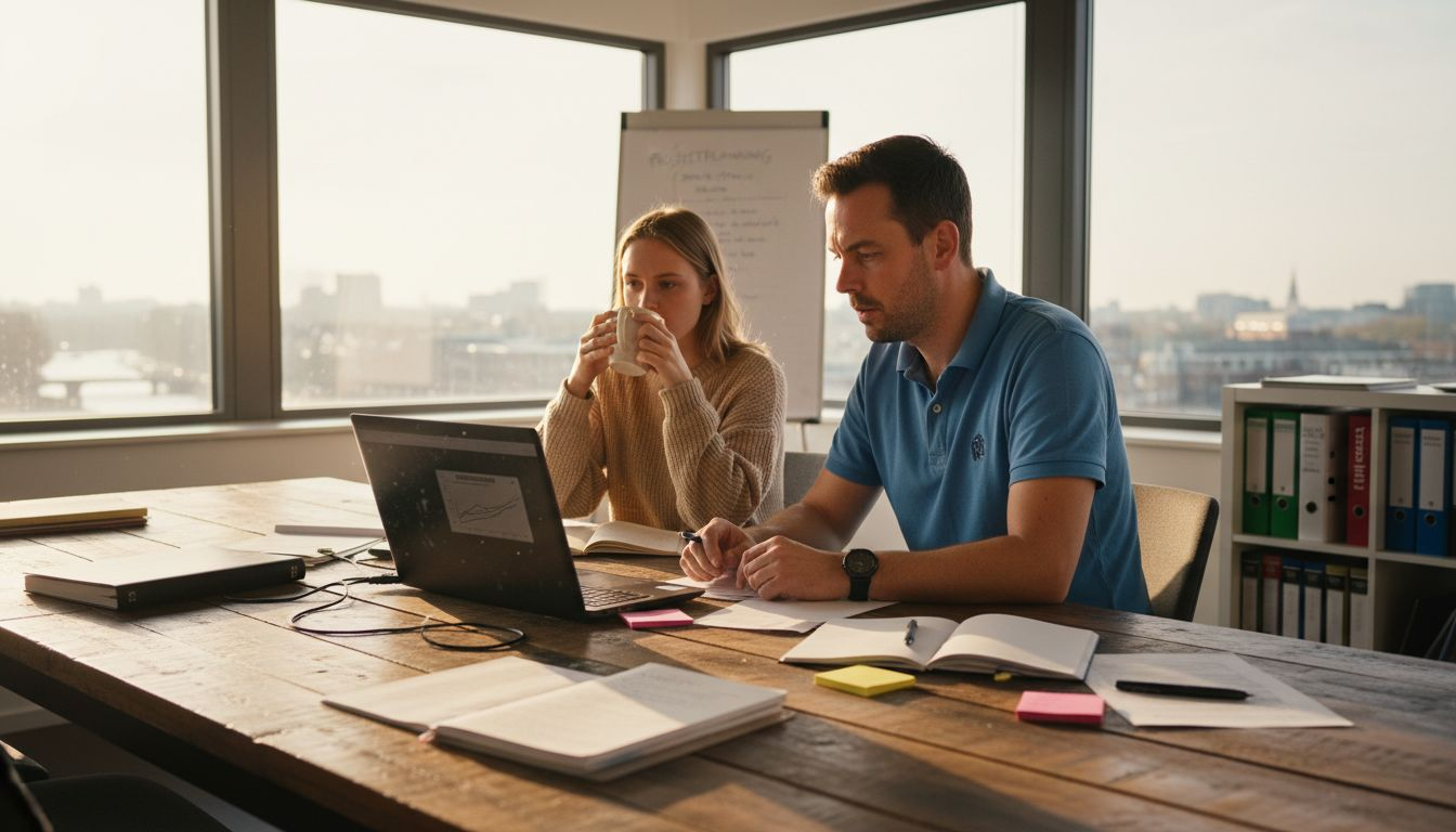 Het IT-team voert softwaretests uit op kantoor.