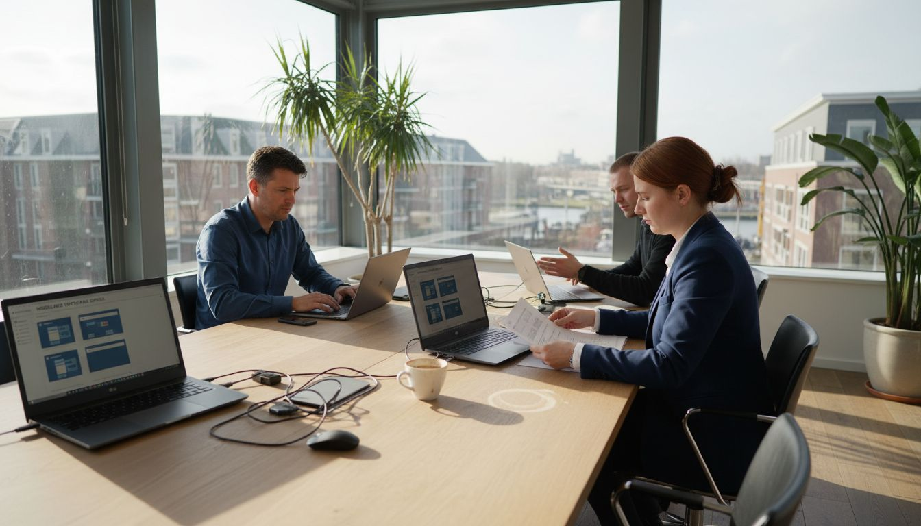 Op de zesde verdieping buigt het team zich samen over het modulair werken.