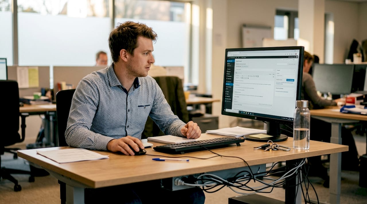 De medewerker houdt het beheer van de website bij via het WordPress-dashboard.