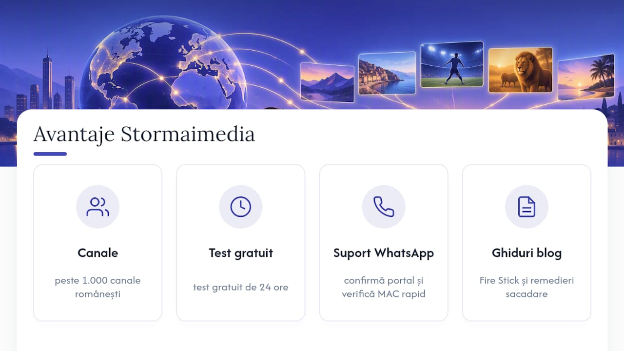 Asistență și avantajele Stormaimedia pentru utilizatorii StbEmu — overview diagram