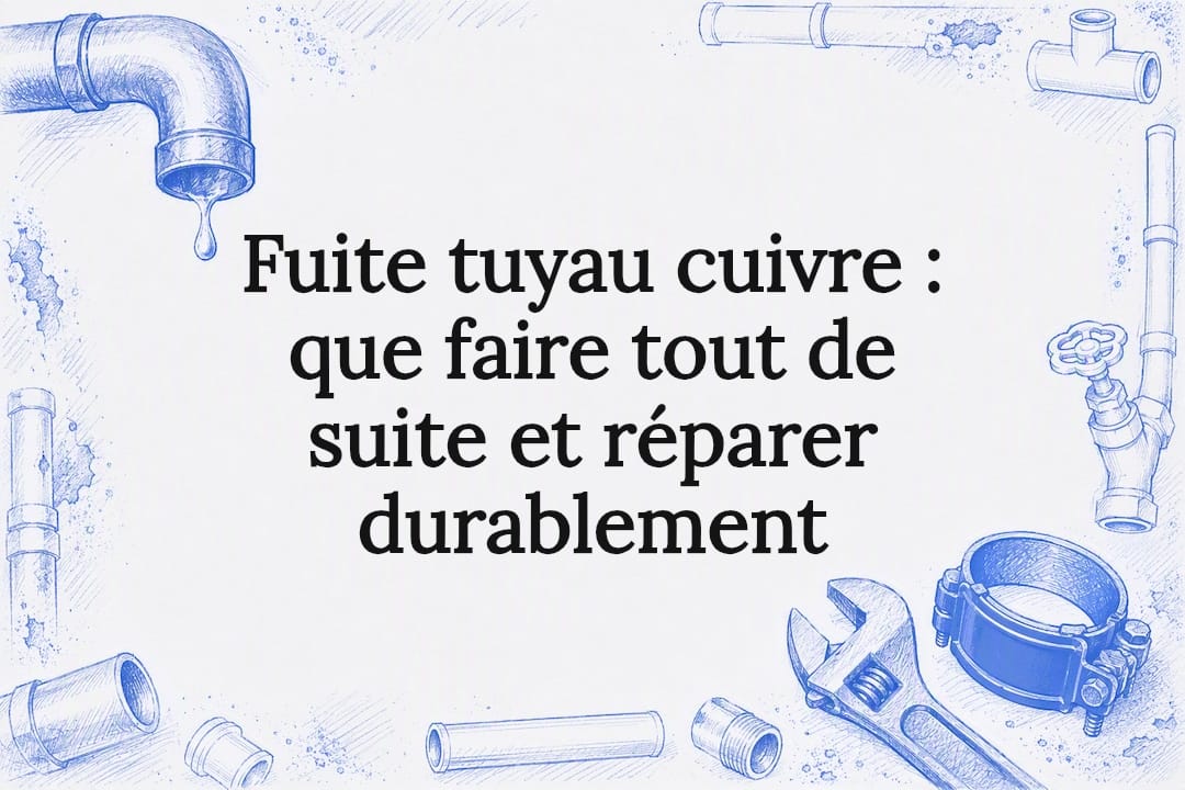 Carte titre représentant une fuite sur tuyau en cuivre