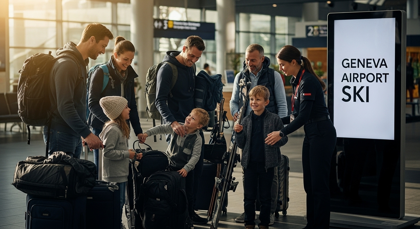Geneva Airport ski arrivals