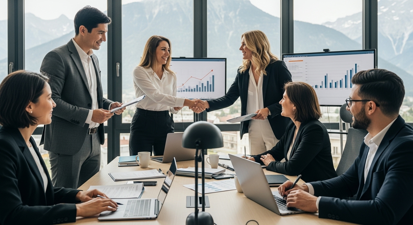 Swiss GmbH business advantages, Swiss office teamwork, international business success