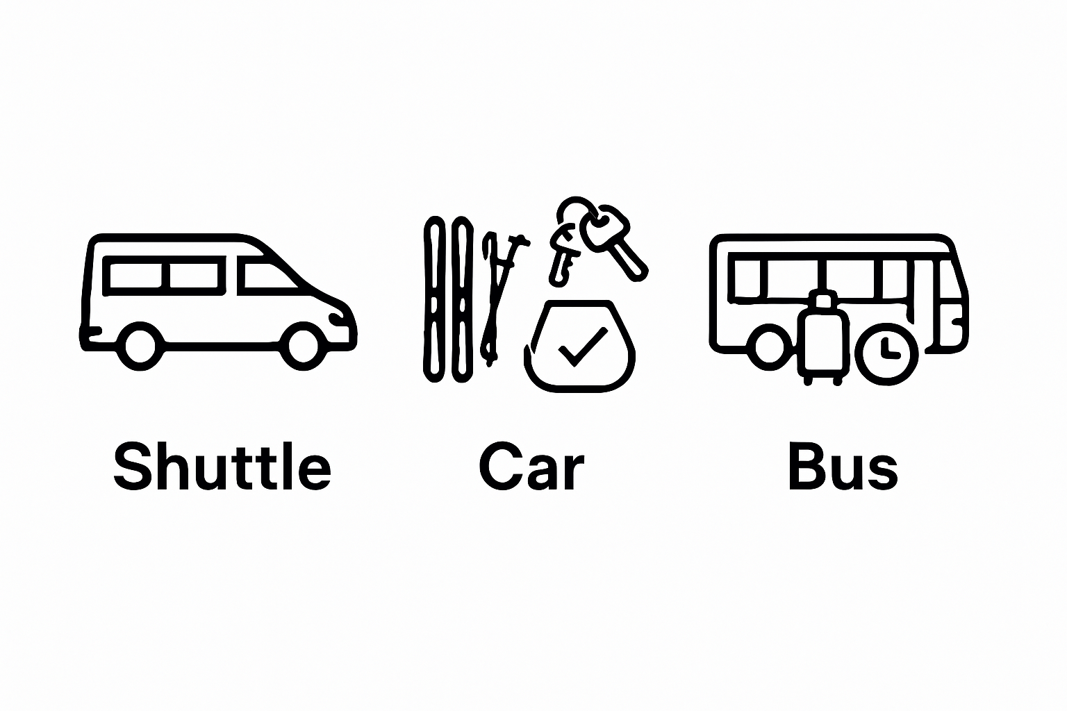 Comparison of ski shuttle, rental car, and bus options