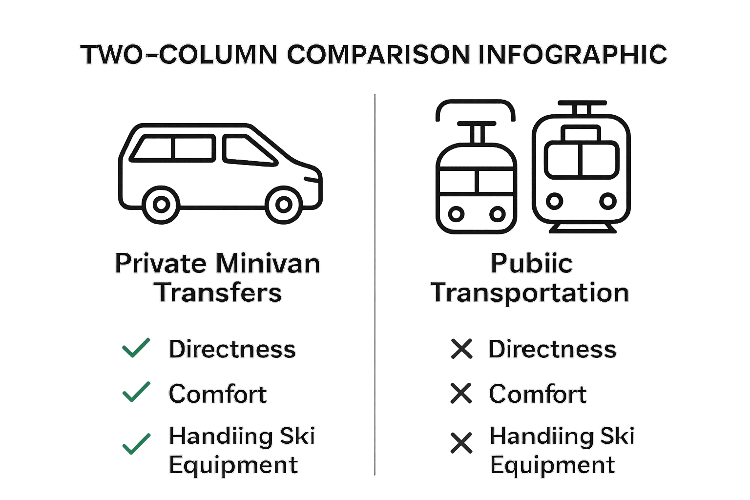 Private minivan vs public transport simple benefits chart