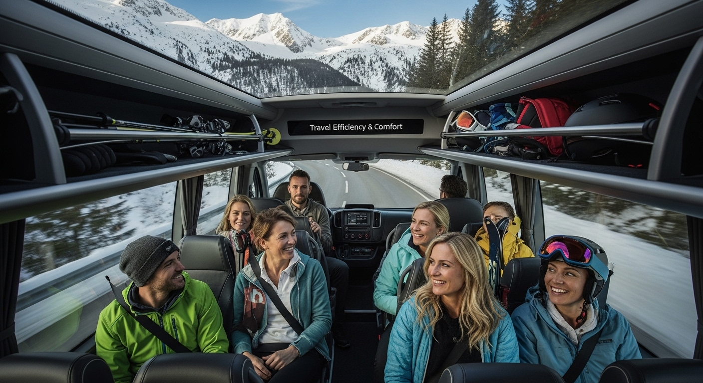 ski transfer minibus interior