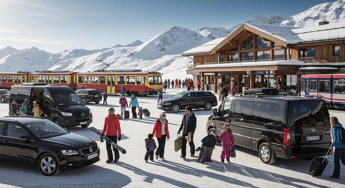 ski transfer options, ski resort transportation, winter mountain travel