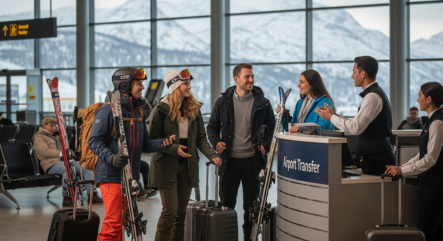 airport ski transfer arrival