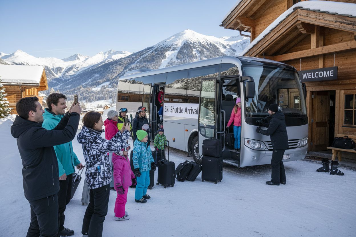 ski resort shuttle arrival