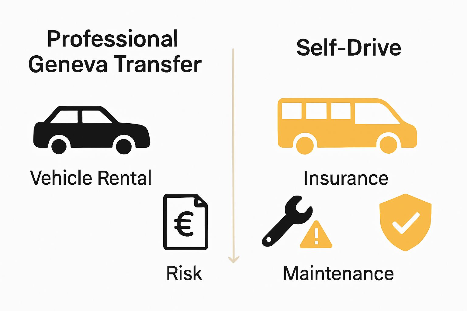 Infographic comparing Geneva transfer vs. self-drive costs