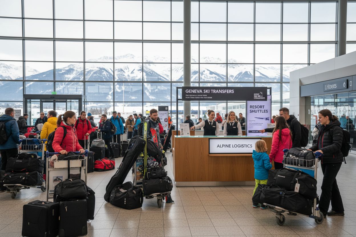 Geneva airport ski arrival