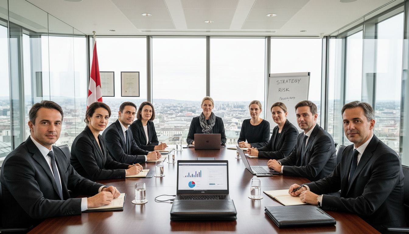 Swiss boardroom meeting with directors